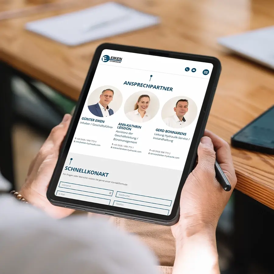 Referenz Eiken Website auf Tablet
