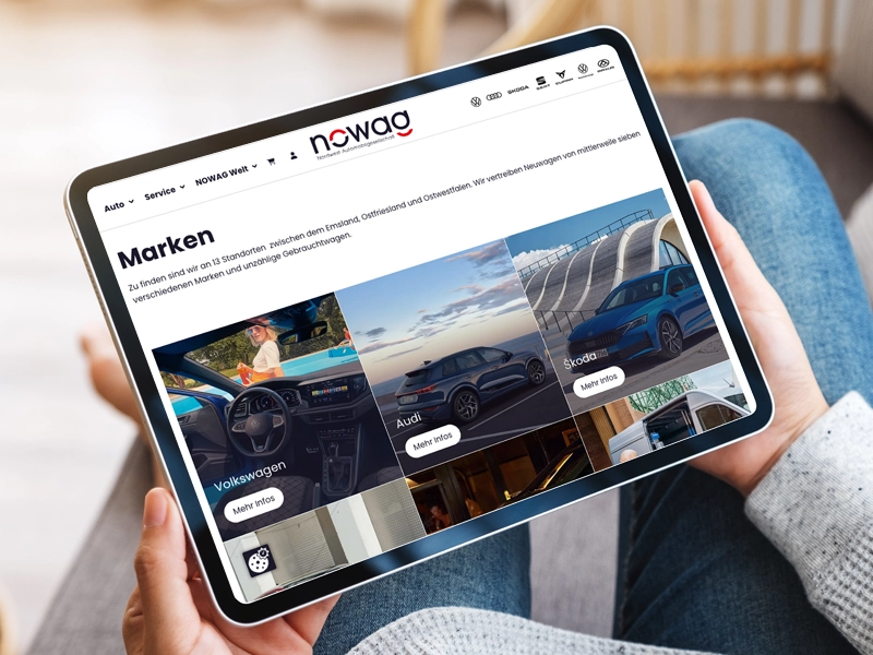 Nowag Website auf dem Tablet Landscape