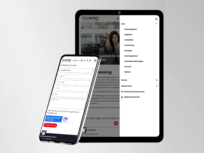Nowag Website auf dem Tablet und dem Handy